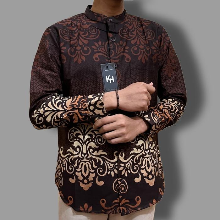 Gambar Kemko Batik Coklat Mahogany Kemeja Koko KH Pria Lengan Panjang Bahan Katun Print Premium Terbaru - Batik Mahogany, M dari M.Z.R fashion undefined Tokopedia