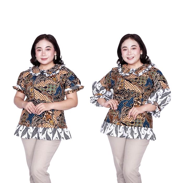 Gambar Oralia - Blouse Batik Primis Big Size LD 140 Wanita Atasan Batik Jumbo S-M-L-XL-2L-3L-4L-5L-6L-7L Model Blus Jumbo Kerja Batik / Blus Batik Big Size Formal Seragam Kantor / Pakaian Batik Kekinian Model Terbaru - L Pendek dari Oralia undefined Tokopedia