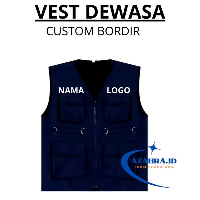 Gambar VEST DEWASA ROMPI GUNUNG PROYEK LAPANGAN KKN DLL SERBAGUNA CUSTOM BORDIR - Navy Blue, XXL Polos dari Azahra..ID undefined Tokopedia