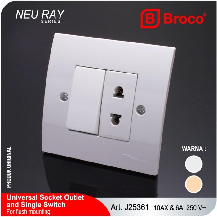 Gambar BROCO Stop Kontak Univesal + Saklar Tunggal Neu Ray (J25361) - WHITE dari Broco Official undefined 5 Tokopedia