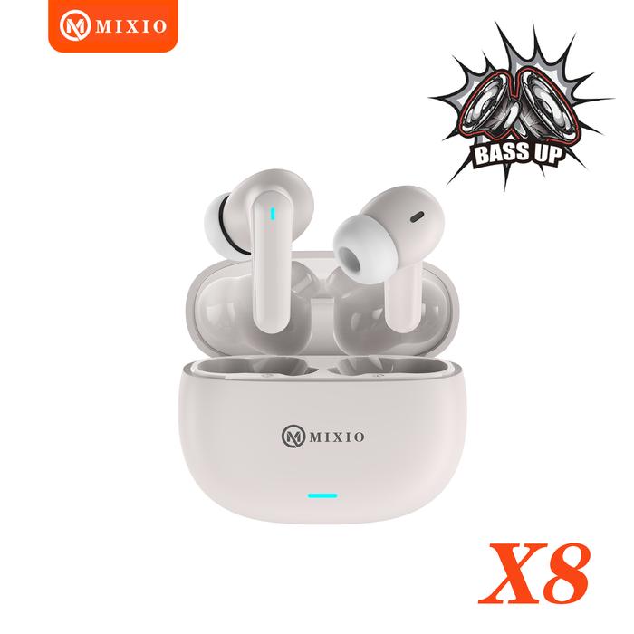 Gambar MIXIO X8 TWS SUPER BASS WIRELESS BLUETOOTH EARPHONE TWS MINI EARBUDS 5.4 - Beige dari MIXIO undefined Tokopedia