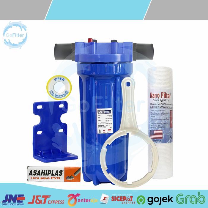 Gambar PAKET FILTER AIR 1 TAHAP / FILTER BERPASIR /SEDIMEN CARTRIDGE FILTER AIR - 03, Housing blue dari Gofilter undefined 5 Tokopedia