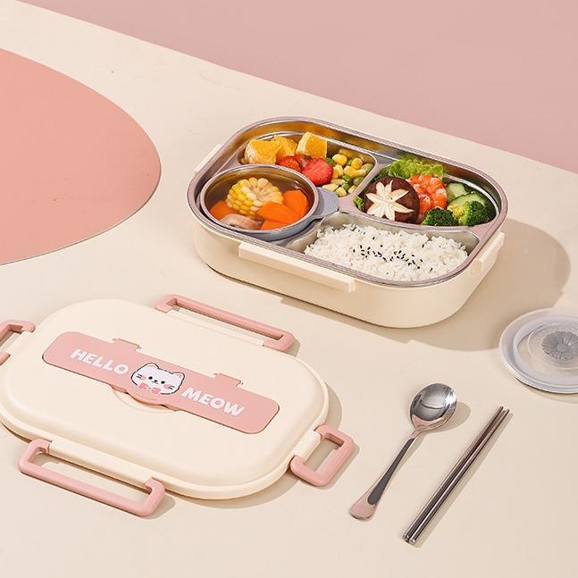 Gambar Kotak Bekal Stainless Lucu 4/5 Sekat + Sendok Sumpit | Lunch Box Anak & Dewasa Food Grade - PINK 4 Sekat dari Umikee Indonesia undefined Tokopedia