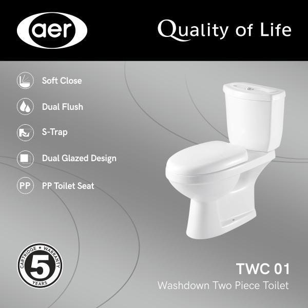 Gambar AER Toilet Seat / Kloset Duduk Tabung Keramik Putih TWC 01 dari AER Sanitary Indonesia undefined Tokopedia
