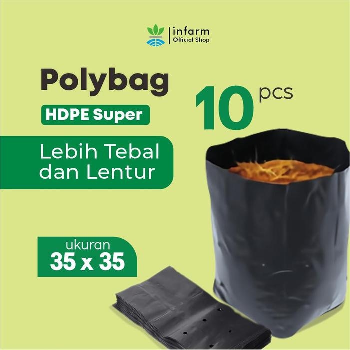 Gambar INFARM - 10 pcs Polybag 35x35 Polibag Pot Plastik Tebal Tahan Lama Mudah dipakai Bahan Lentur Tidak Mudah Sobek Polibag Hitam Anti Bau Polibag Tanaman Polybag Ecer Berbagai Ukuran Warna Hitam Plastik Tebal Premium Persemaian Bunga Hidroponik Rockwool - 10BAG-POLYH-3535 dari Infarm undefined Tokopedia