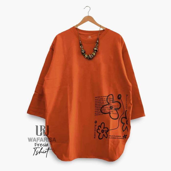 Gambar Kaos wanita kekinian. Bahan halus tidak nerawang. Lengan 3/4 Baju Katun Combed - Brick, L dari DHEALOVA SHOP_NEW undefined Tokopedia