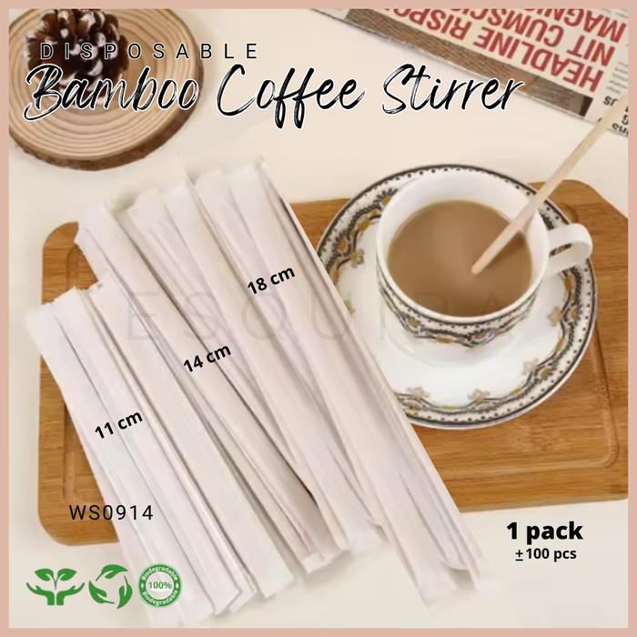 Gambar Bamboo Coffee Stirrers / Bambu Pengaduk Kopi 14 Cm / 100 Pcs / WS0914 dari Esquira Pack undefined Tokopedia