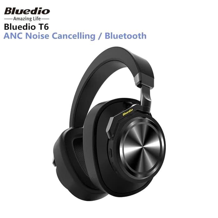 BLUEDIO T6 Active Noise Canceling Headphones Wireless Bluetooth Merah