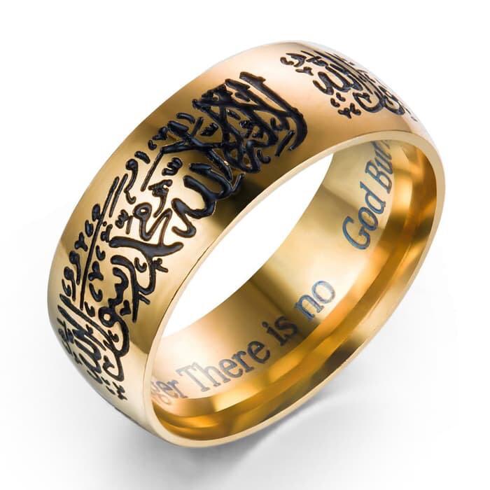 Gambar Cincin Islam Muslim Tauhid Lafadz Kaligrafi Ukiran Gold dari AIHARA STL undefined Tokopedia