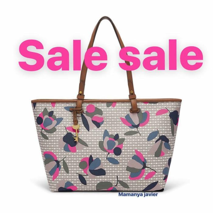 Jual Fossil rachel tote grey floral 