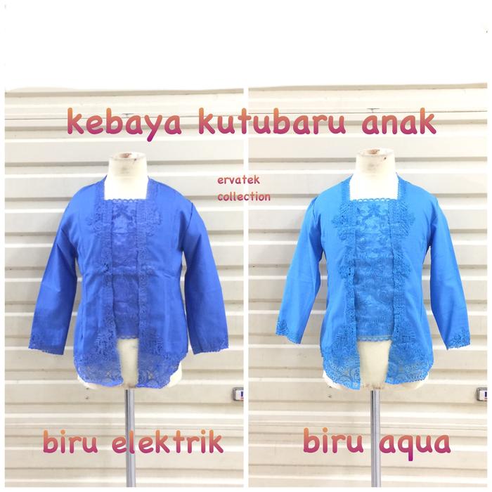 Gambar Kebaya Kutubaru Anak KA16 Tangan Panjang Warna Biru / Atasan Anak dari Erva Batik undefined Tokopedia