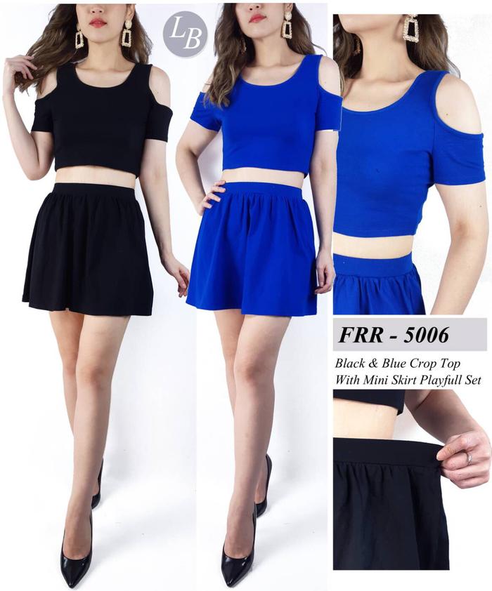 Jual BBJ05097 F21 Black N Blue Crop Top 