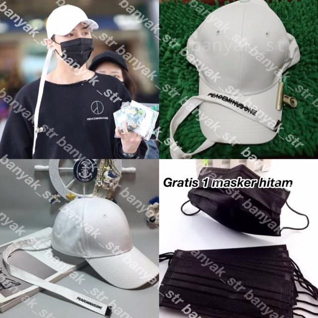 Selca Suga Hat With Rings TOPI PEACEMINUSONE PUTIH TOPI