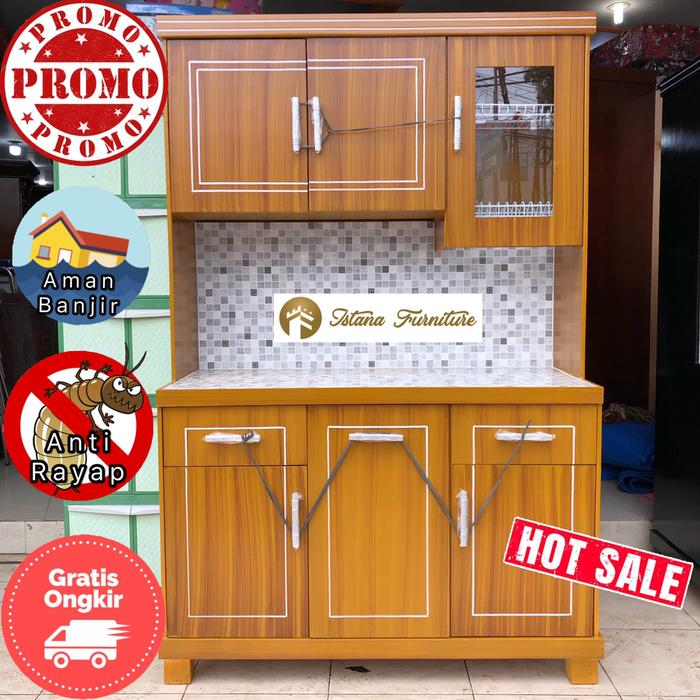 Jual Promo Lemari Dapur Lemari Sayur Rak Piring Kayu Minimalis 3 Pintu Kota Bekasi Istanafurniture Tokopedia