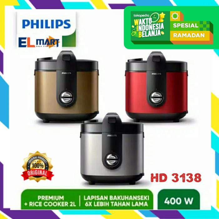 Gambar Magic Com PHILIPS 2 Liter HD 3138 Rice Cooker HD3138 400 Watt - GOLD dari Elmart Depo.Elektronik undefined Tokopedia