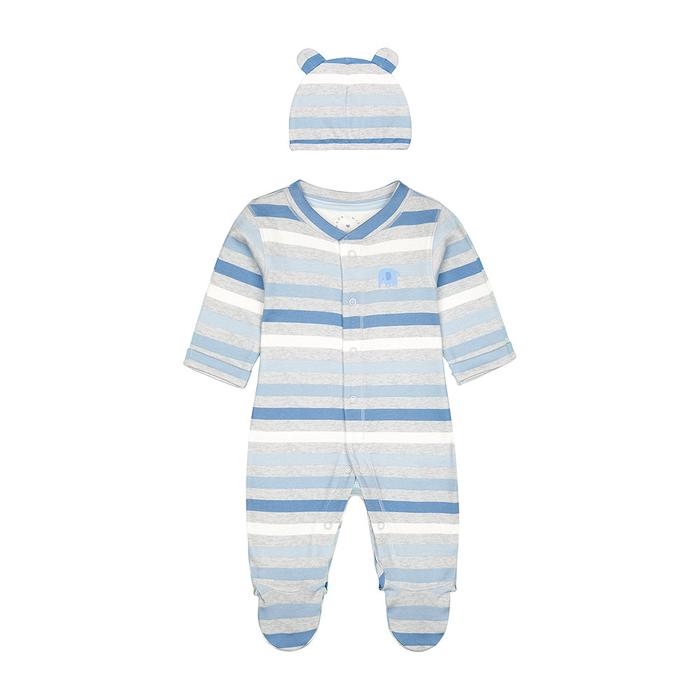 Gambar my first grey safari elephant stripe all in one and hat set - 9-12 months dari Mothercare Indonesia undefined Tokopedia