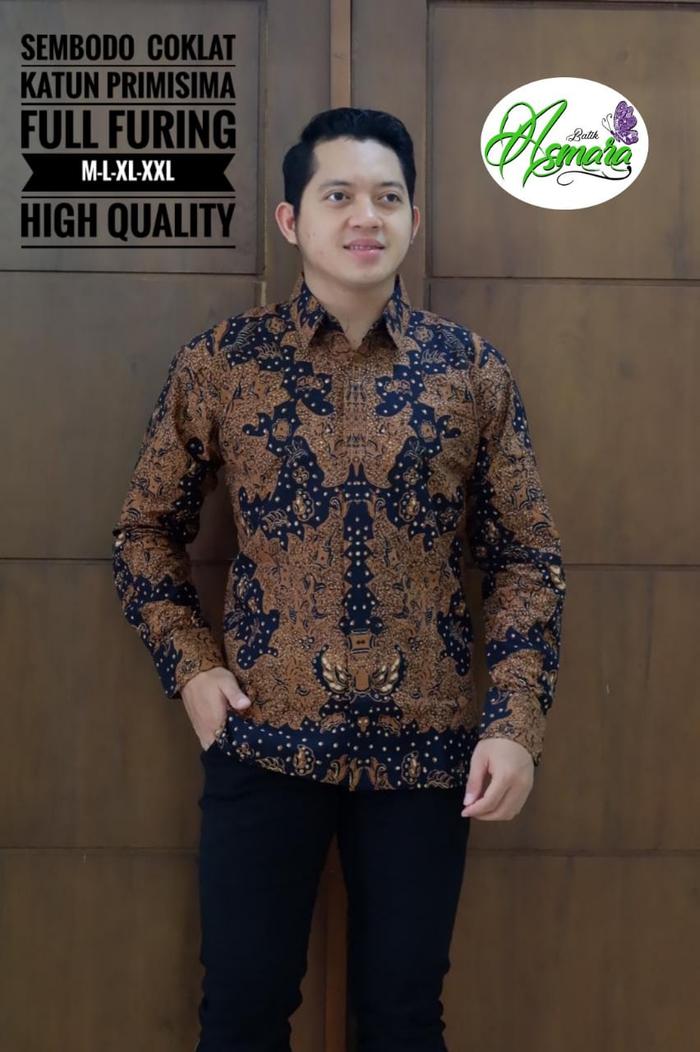 Gambar Sembodo Coklat Kemeja Batik Pria Lengan Panjang by Batik Asmara dari RPM Batik Clinic undefined Tokopedia