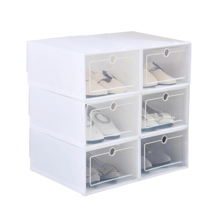 Jual AN 6Pcs Plastic Shoebox Drawer Shoes Storage Box Stackable