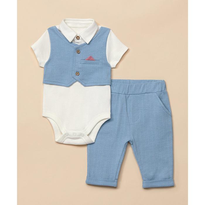 Gambar trouser and waistcoat bodysuit set WA031 - Blue, 12-18 months dari Mothercare Indonesia undefined Tokopedia