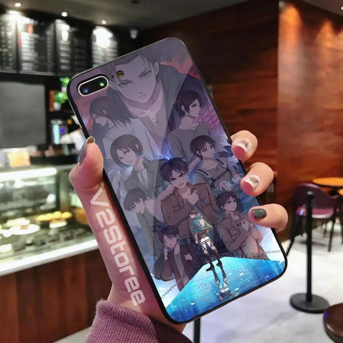 Jual PREMIUM CASE CASING GLASS FOR VIVO Y30 MOTIF ATTACK ON TITAN