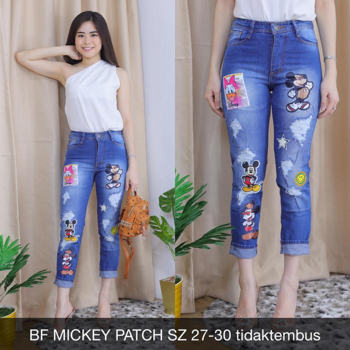 Jual CELANA JEANS WANITA MOTIF MICKEY 
