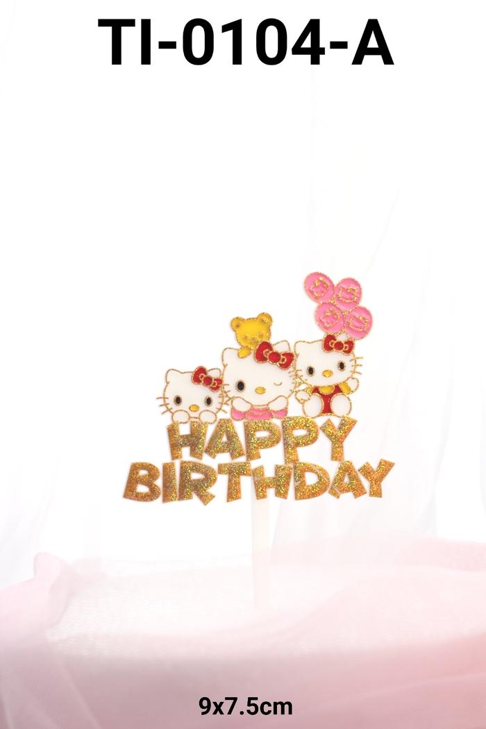 Gambar GR-TI-0104 Cake Topper Kue Tulisan Happy Birthday ultah Hello Kitty - TI-0104-A EMAS dari Yamama Baking Jakarta undefined Tokopedia