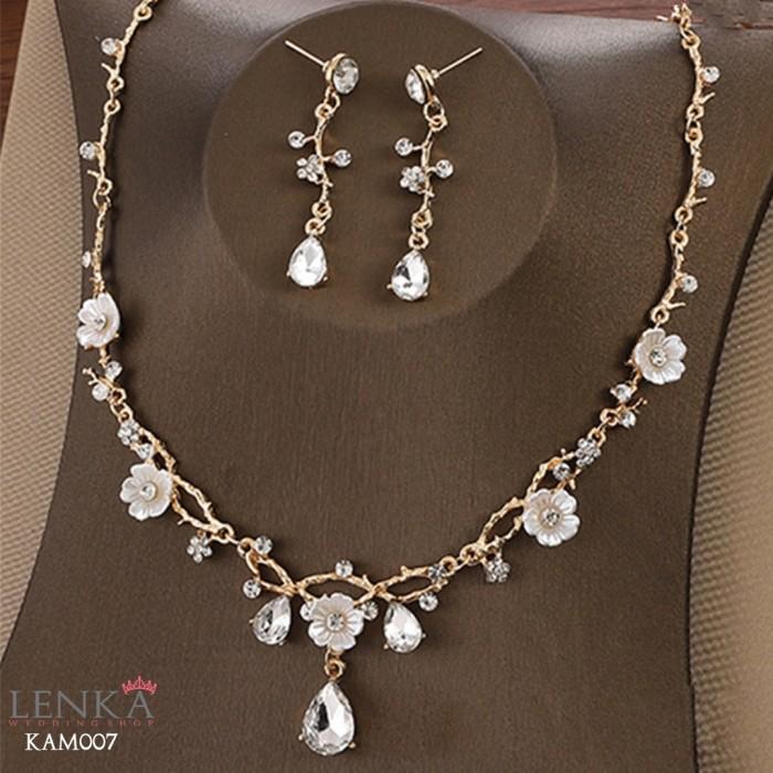 Gambar (LIMITED STOCK) ONE SET KALUNG ANTING GOLD BUNGA ASESORIS PESTA KAM007 - Gold dari Lenka Wedding Shop undefined Tokopedia