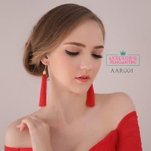 Gambar Aksesoris Anting Pesta Merah Cina l Perhiasan Pengantin Wanita -AAR001 - Merah dari Aksesoris Pengantin Online undefined 5 Tokopedia