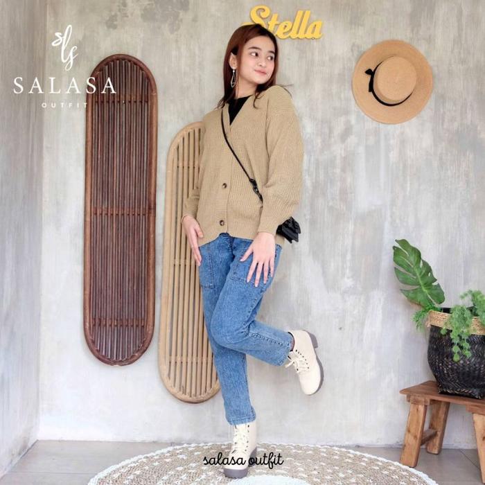 Gambar Cardigan Rajut Premium Lengan Panjang Karenina by Salasa Outfit - Nude, All Size dari salasa outfit undefined Tokopedia