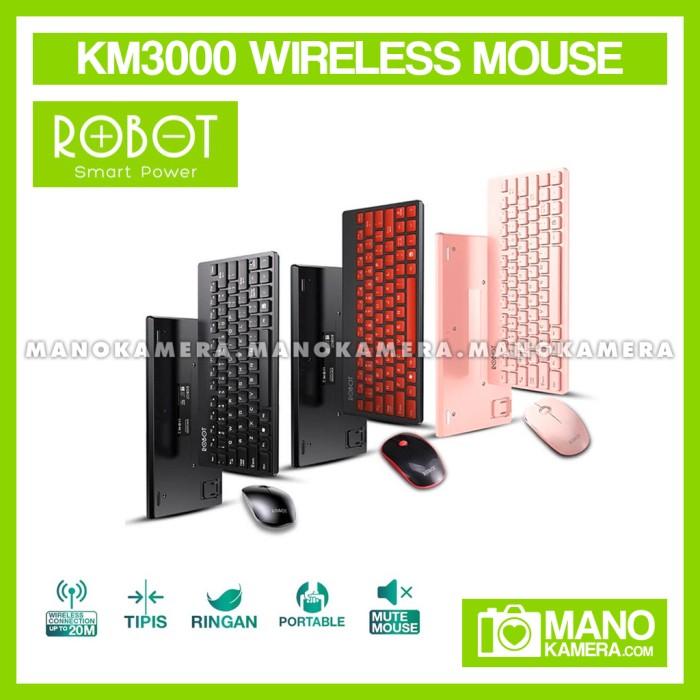 Gambar ROBOT KM3000 Portable Mini Wireless Keyboard and Mouse Combo - Hitam dari Emzone Gadget & Tech undefined Tokopedia