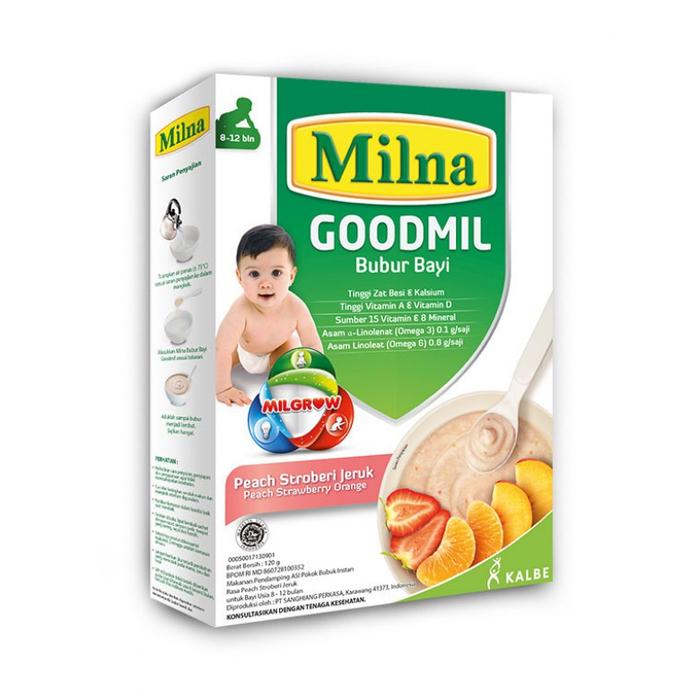 Gambar MILNA Goodmil Bubur Bayi 6+ 8+ Bulan Makanan Bayi Anti Alergi 120 gr - 8 Peach Strbery dari TheKribstore undefined Tokopedia