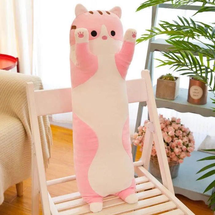 Gambar Plush Toy Guling Boneka Karakter Kucing - 70cm - Blush Pink dari Apio Store undefined Tokopedia