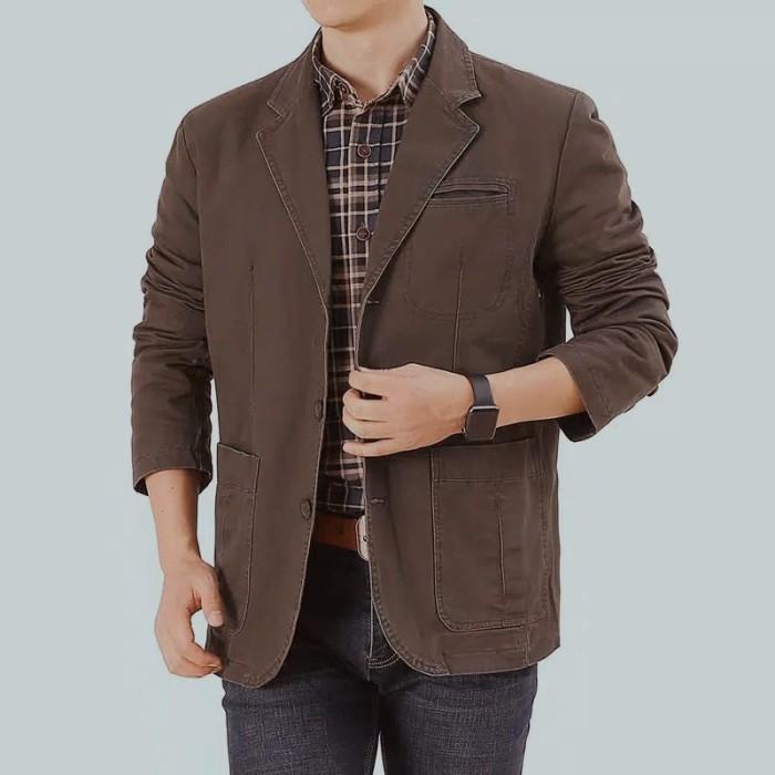 Gambar jas blazer pria terbaru - coklat tua - terlaris terbagus - coklat tua, S dari JASALFA undefined Tokopedia