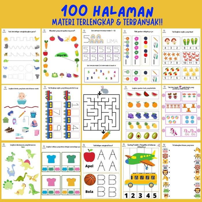 Jual 100 hal WORKSHEET ANAK WIPE CLEAN BOOK PRINTABLE PAUD PRESCHOOL TK - Jakarta Barat - Hasanah _02 | Tokopedia