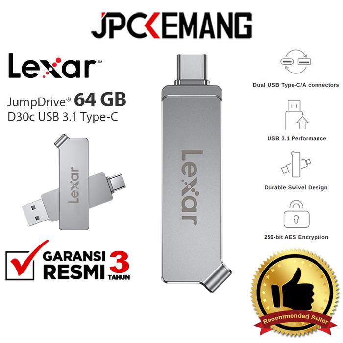 Gambar OTG Type C 3.1 Lexar JumpDrive OTC D30c FlashDisk 64GB Dual Drive dari JPC Kemang undefined Tokopedia
