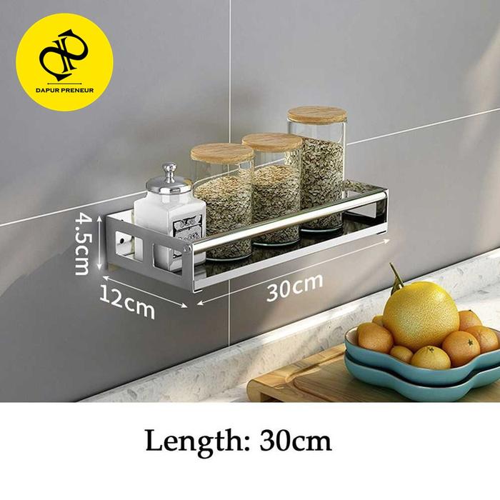 Gambar Rak Gantung Dapur Dinding Serbaguna Wall Mounted Stainless Steel - Silver, 30cm dari Dapur Preneur undefined Tokopedia