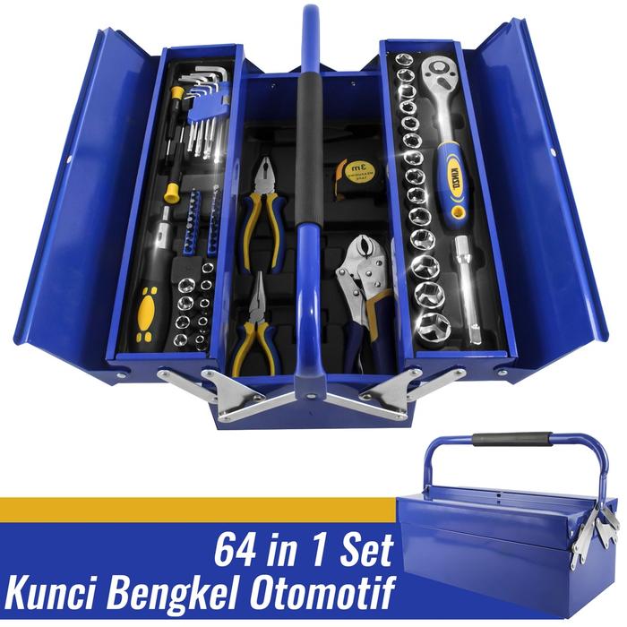 Gambar Tool Box Alat Bengkel 64 in 1 Kunci Sok Pekerjaan Otomotif Tool Set - Biru dari DW_STORE 03 undefined Tokopedia