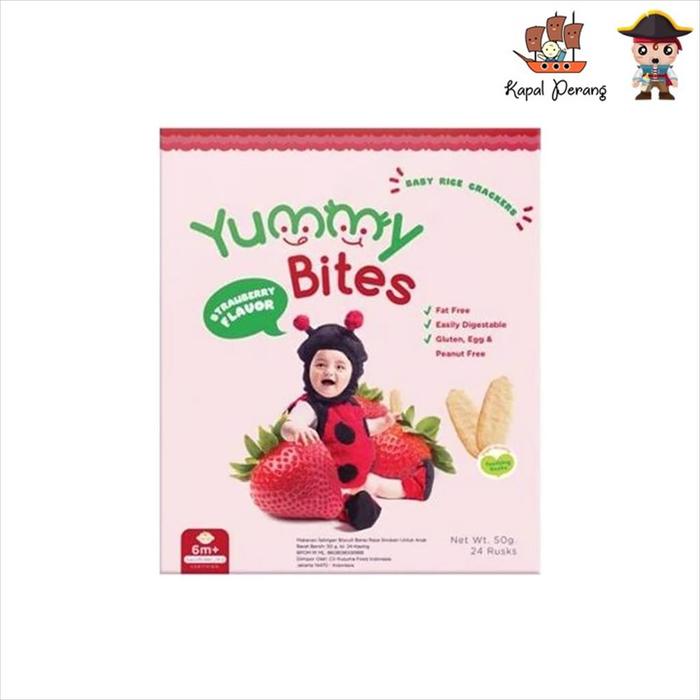 Gambar Yummy Bites Rice Crackers Strawberry 50 gram dari Kapal Perang undefined Tokopedia