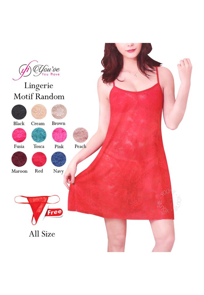 Gambar You've (YouHave) Set Lingerie Daster Baju Tidur Wanita Dress 700023 - Black dari YouHave Store undefined Tokopedia