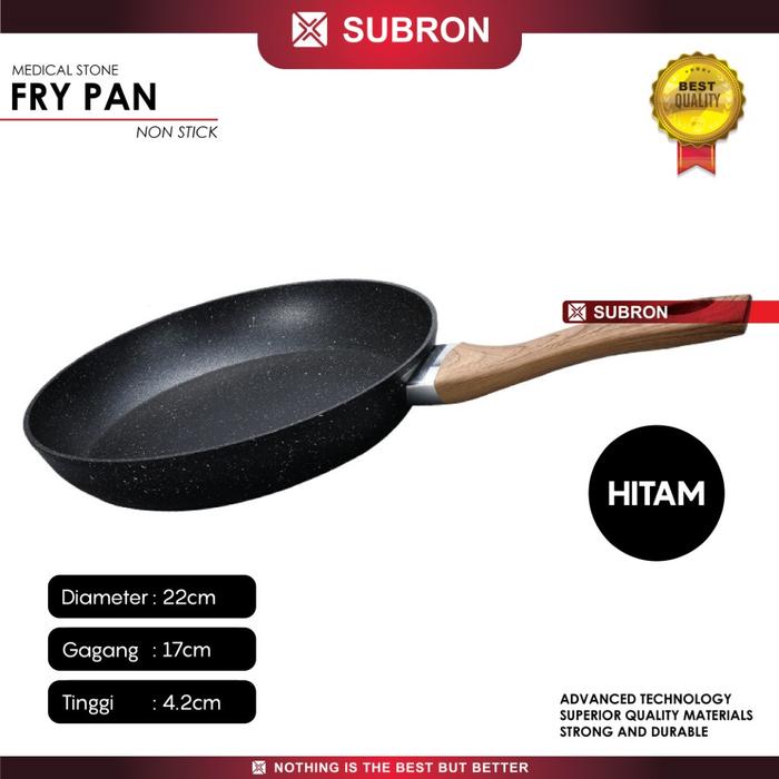 Gambar SUBRON Frying Pan Medical Stone Non-Stick Kompor Induksi Anti Lengket - Hitam 22CM dari SUBRON KITCHENWARE undefined Tokopedia