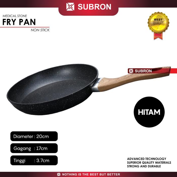 Gambar SUBRON Frying Pan Medical Stone Non-Stick Kompor Induksi Anti Lengket - Hitam 20CM dari SUBRON KITCHENWARE undefined Tokopedia