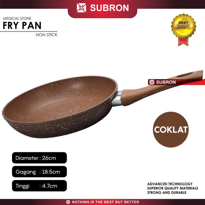 Gambar SUBRON Frying Pan Medical Stone Non-Stick Kompor Induksi Anti Lengket - Coklat 26CM dari SUBRON KITCHENWARE undefined Tokopedia