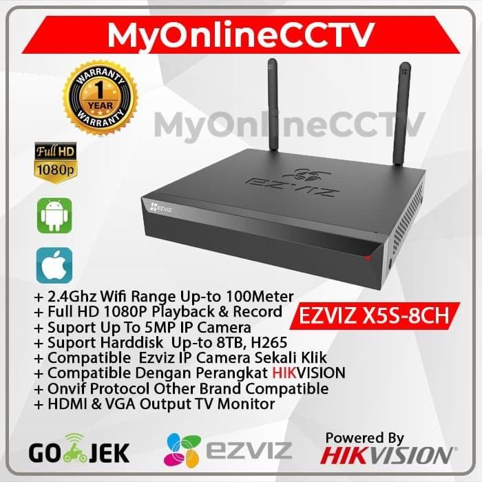 Jual EZVIZ NVR X5S 8Ch Perekam IP Camera Paket CCTV Wireless Wifi