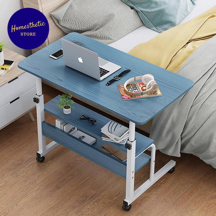 Gambar Meja Laptop Roda Adjustable Portable Laptop Desk Samping Tempat Tidur - Biru dari Homesthetic Store undefined Tokopedia