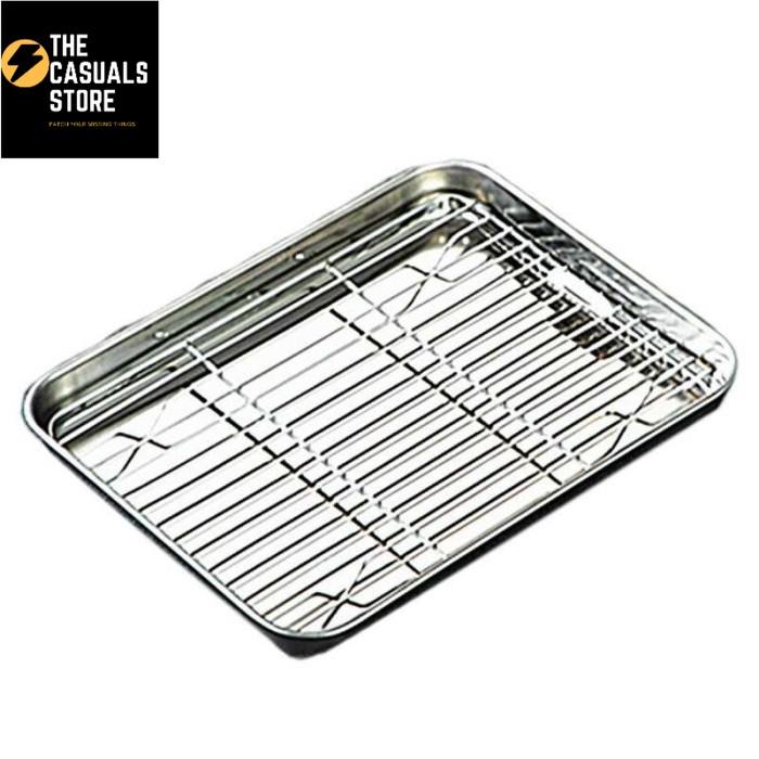 Loyang Nampan Baking Sheet Tray Rack Removable Diswasher Safe Silver, M