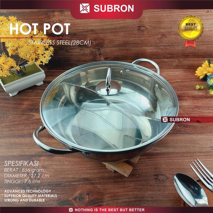 Gambar SUBRON PANCI SHABU SEKAT 2 SUKIYAKI STEAMBOAT HOT POT HUO GUO STAINLES - 28cm dari SUBRON KITCHENWARE undefined Tokopedia