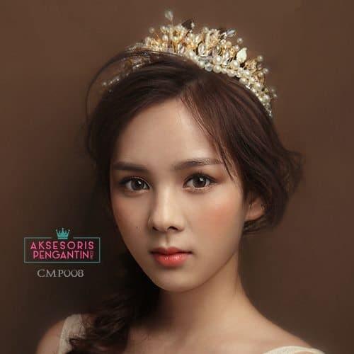 Gambar Crown Mahkota Pengantin Emas - Aksesoris Tiara Rambut Pesta - CMP 008 - Emas dari Aksesoris Pengantin Online undefined Tokopedia