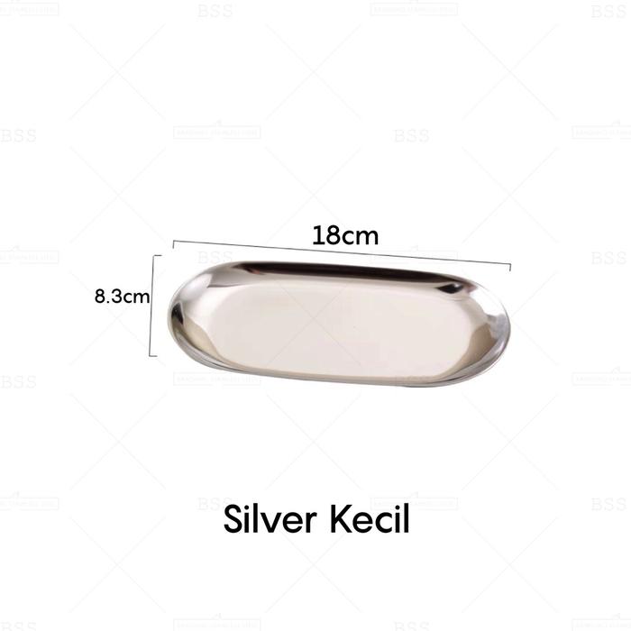 Gambar Nampan Piring Oval Emas Perak Tray Silver Gold Perhiasan Aesthetic - Silver Kecil dari Bandung Stainless Steel undefined Tokopedia