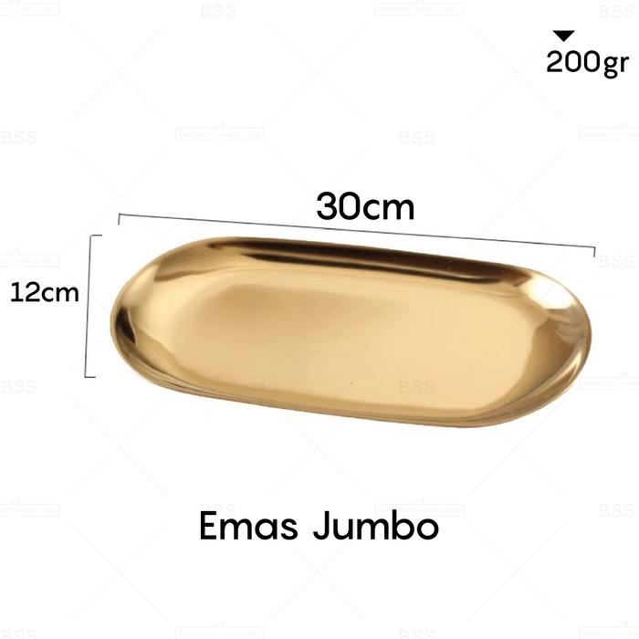 Gambar Nampan Piring Oval Emas Perak Tray Silver Gold Perhiasan Aesthetic - Emas Jumbo dari Bandung Stainless Steel undefined Tokopedia