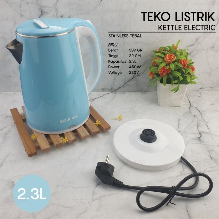 Gambar Teko termos listrik pemanas air kettle electric kapasitas 2L 2.3L - BIRU 450W dari Bandung Grup Stainless undefined Tokopedia